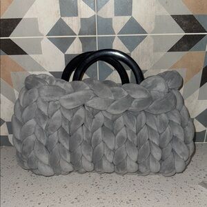 Elegant Gray Braided Shoulder Bag